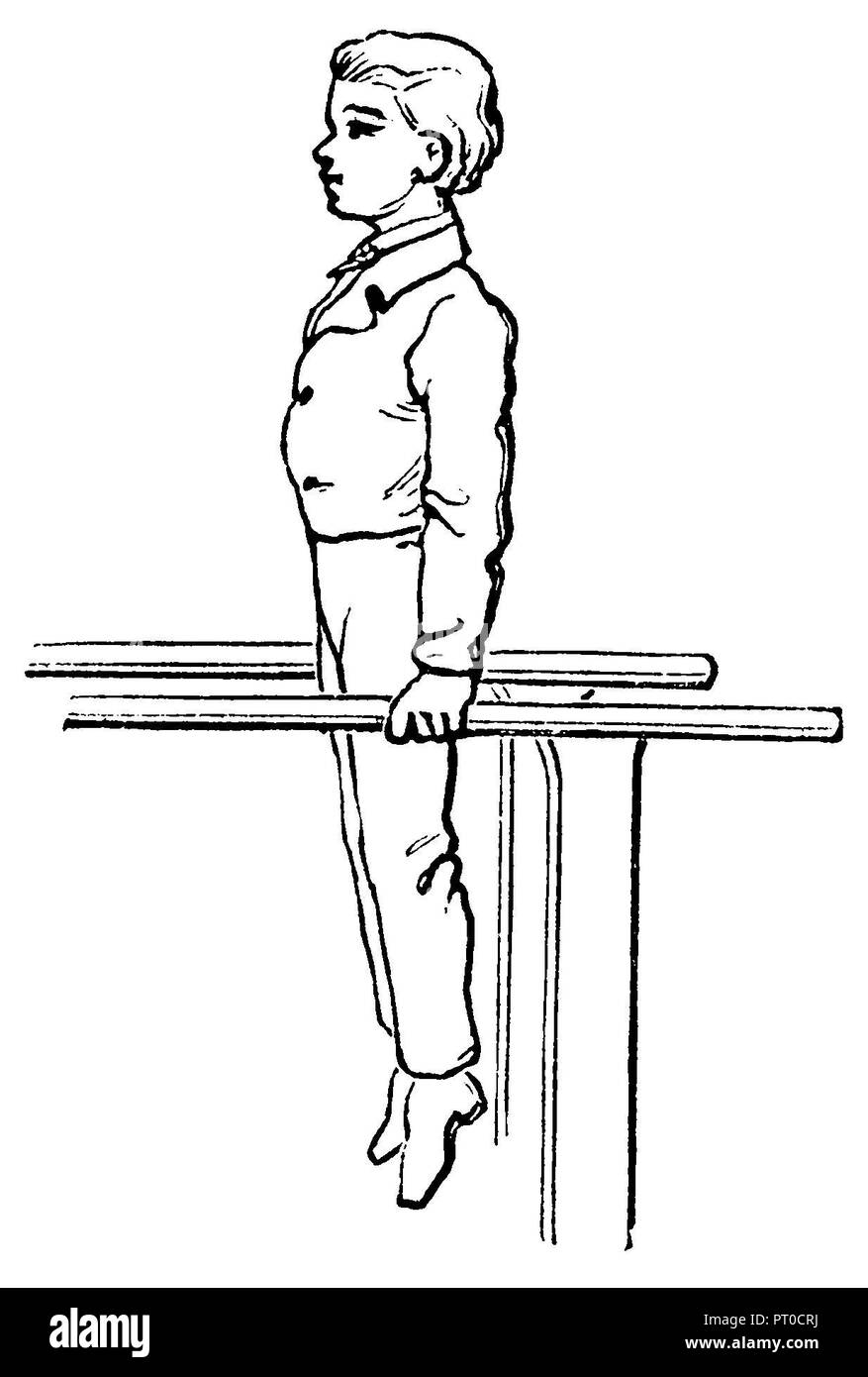 Gymnastics, bar exercises transverse support, 1890 Stock Photo Alamy
