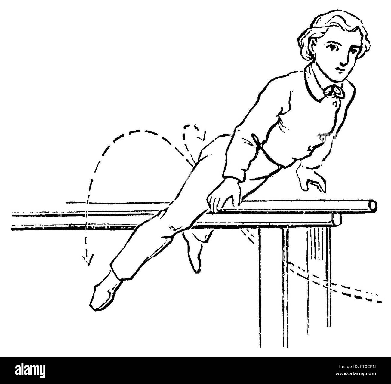 Gymnastics, bar exercises Scheraufsitzen, 1890 Stock Photo Alamy