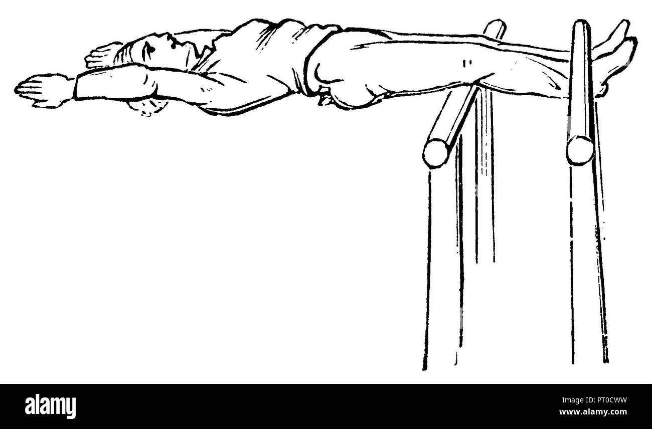 Gymnastics, bar exercises slope to the side, 1890 Stock Photo Alamy