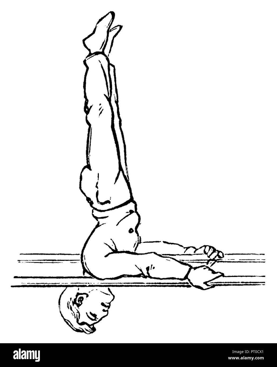Gymnastics, bar exercises: upper arm standing,   1890 Stock Photo