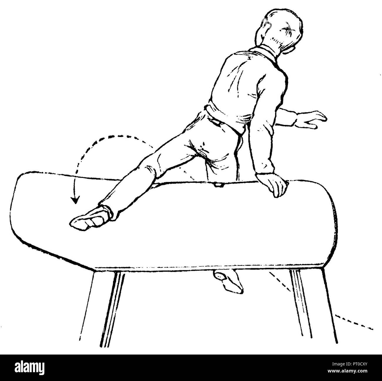 Gymnastics, horse jumping screw sitting on the right, 1890 Stock Photo