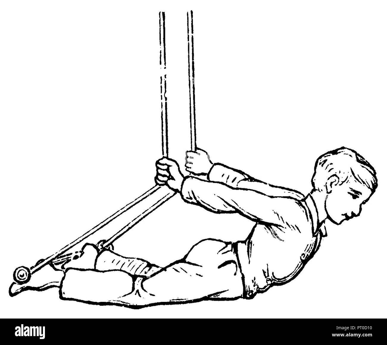 Gymnastics, exercises on the swinging frame scales in the handstand