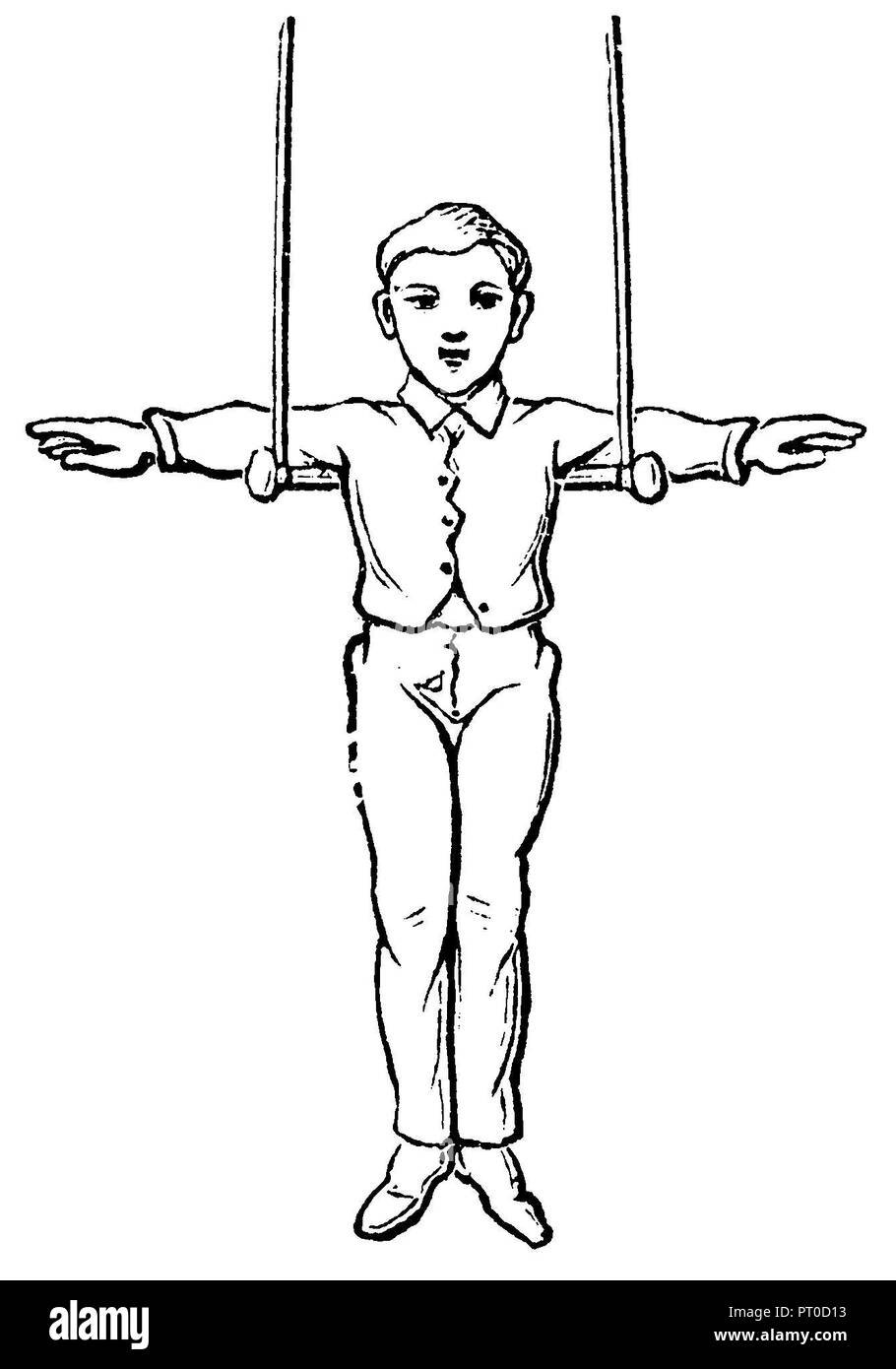Gymnastics, exercises on the swinging-arm: upper arm-slope back,   1890 Stock Photo