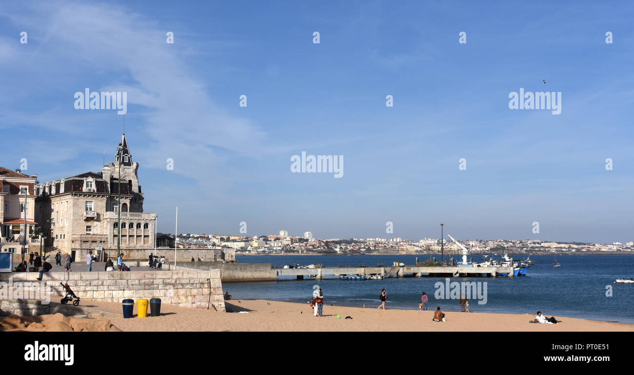 Beach and castle, Estoril, Portugal Stock Photo - Alamy