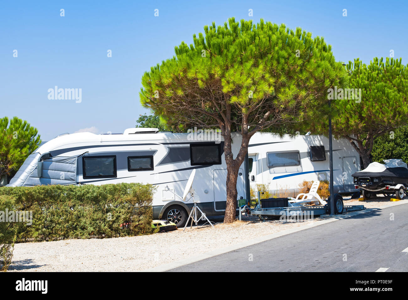 Picture of camper vans by the Adriatic Sea in Krk 's camping place, Croatia  Stock Photo - Alamy