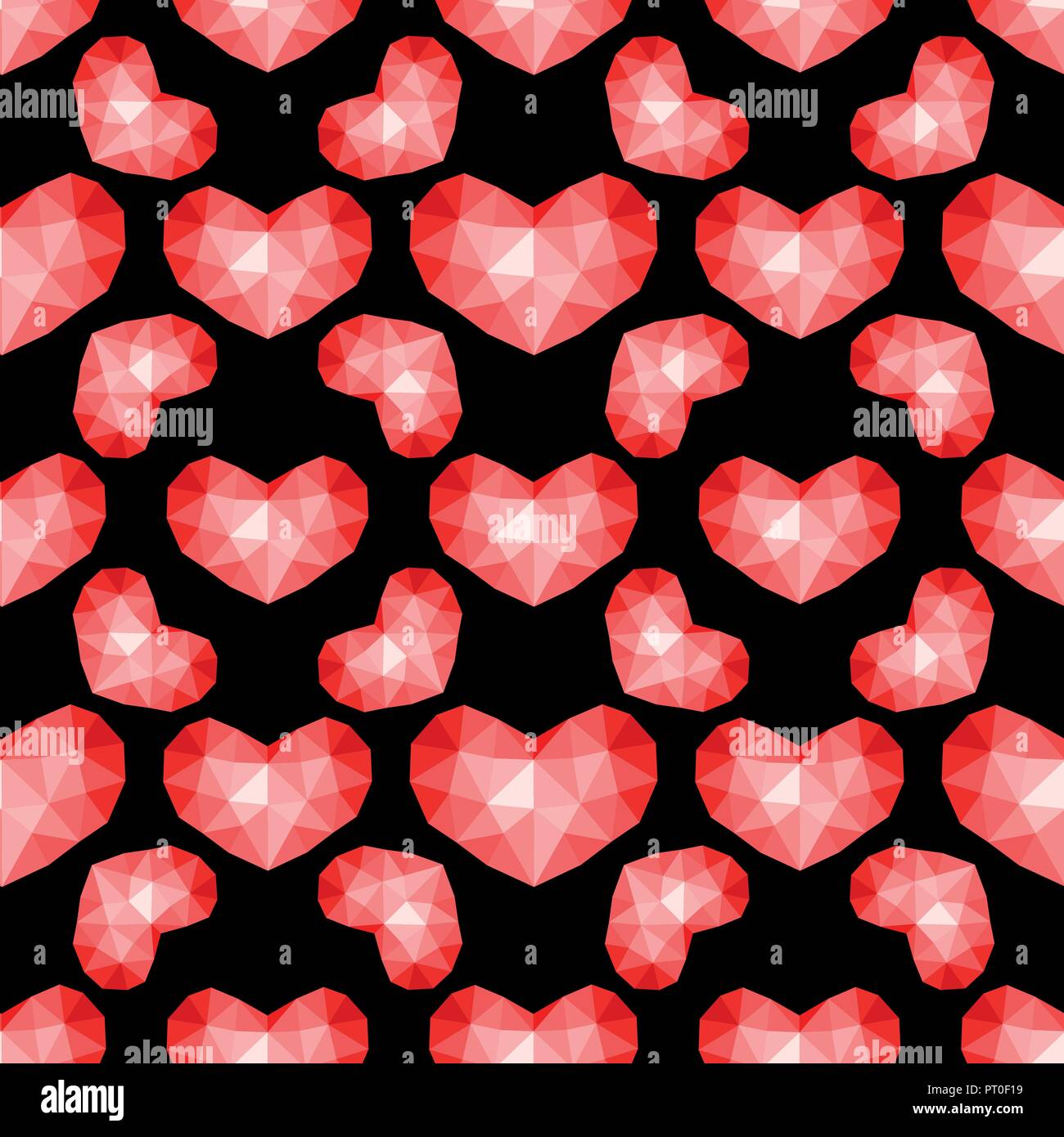 Vector seamless pattern. Abstrakt repeating texture with chaotic hearts. Stylish hipster texture. Stock Vector