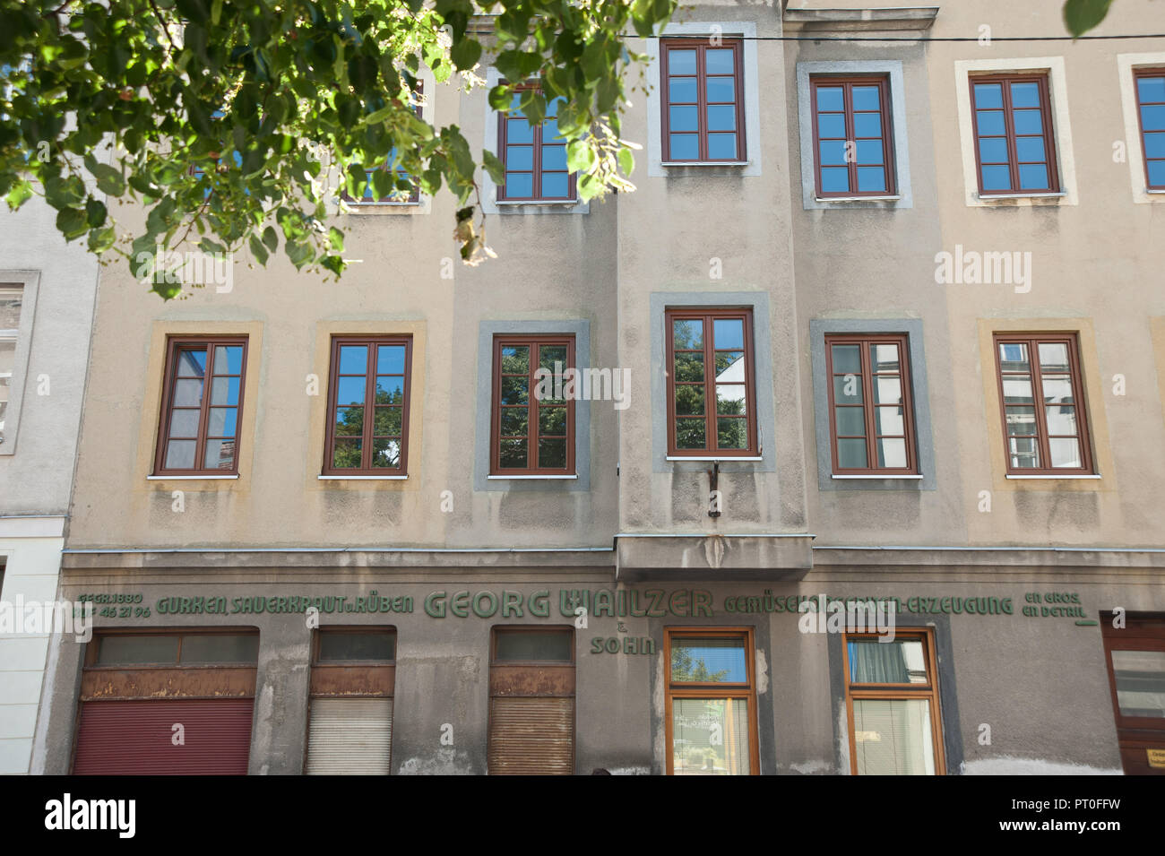 Wien, altes Geschäft, Gurken und Sauerkraut Stock Photo