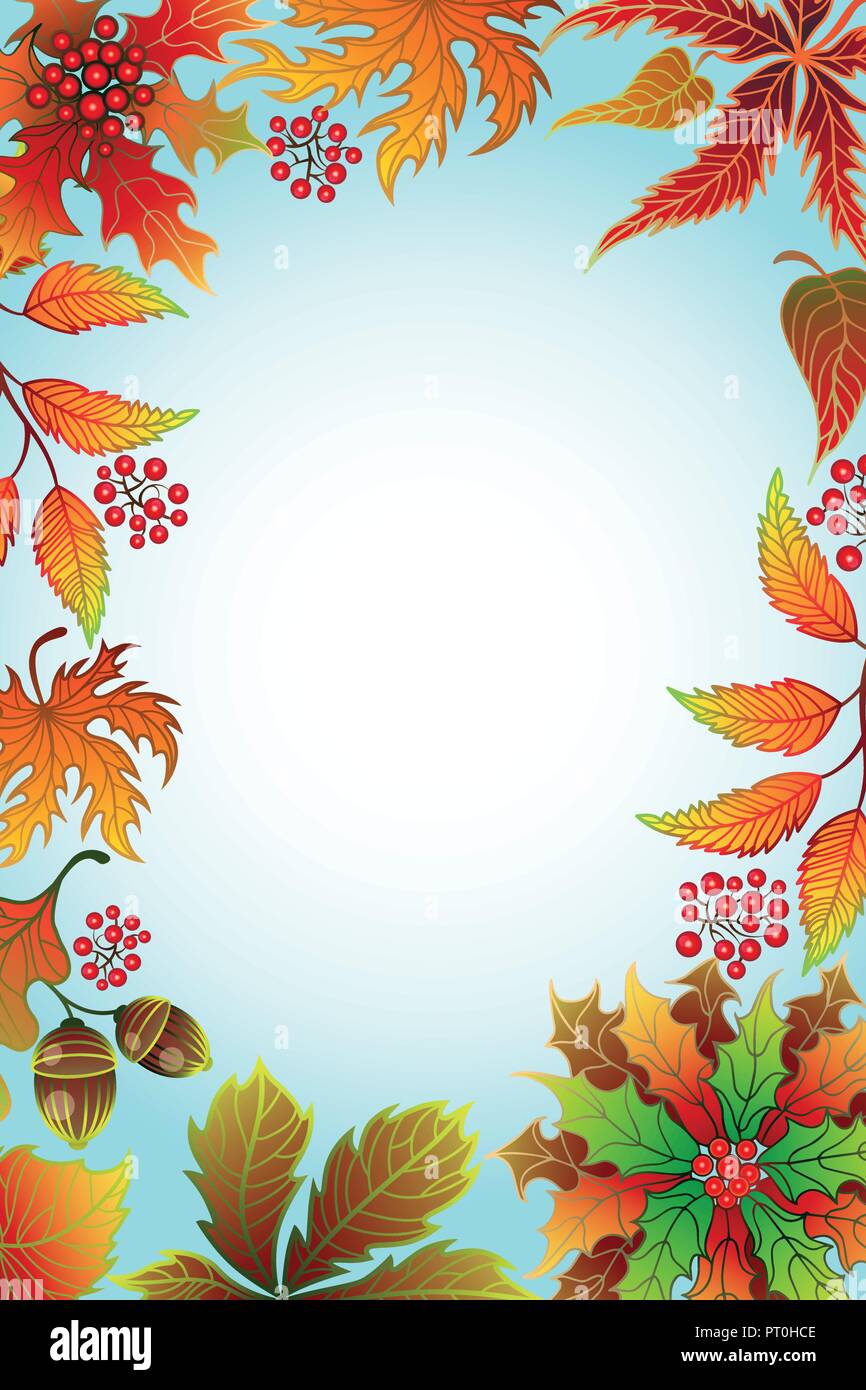 Autumn background with maple leaves and frame for photo with place for ...