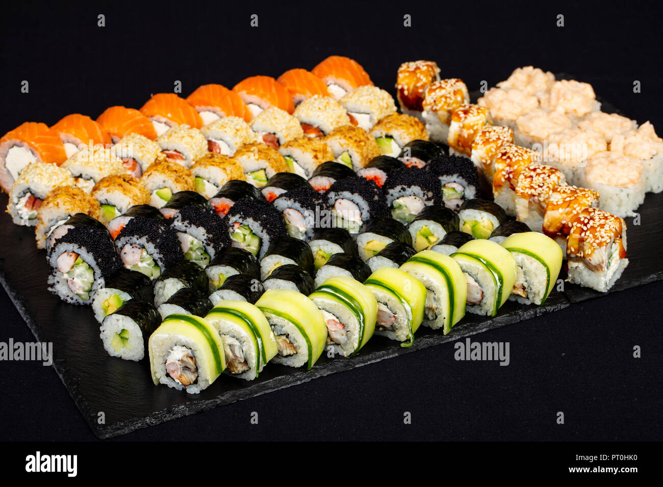 Japanese roll set with fish and rice Stock Photo - Alamy