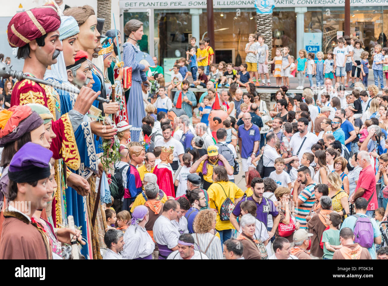 Celebrating the 70th anniversary of the  Giants of Vilanova i la Geltru. September 2018 Stock Photo