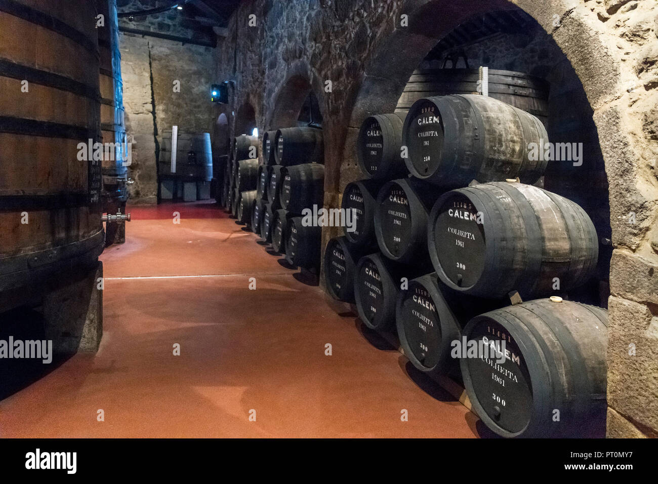 Port wine barrels at the Calem Wine Lodge, Vila Nova de Gaia, Porto, Portugal Stock Photo Alamy