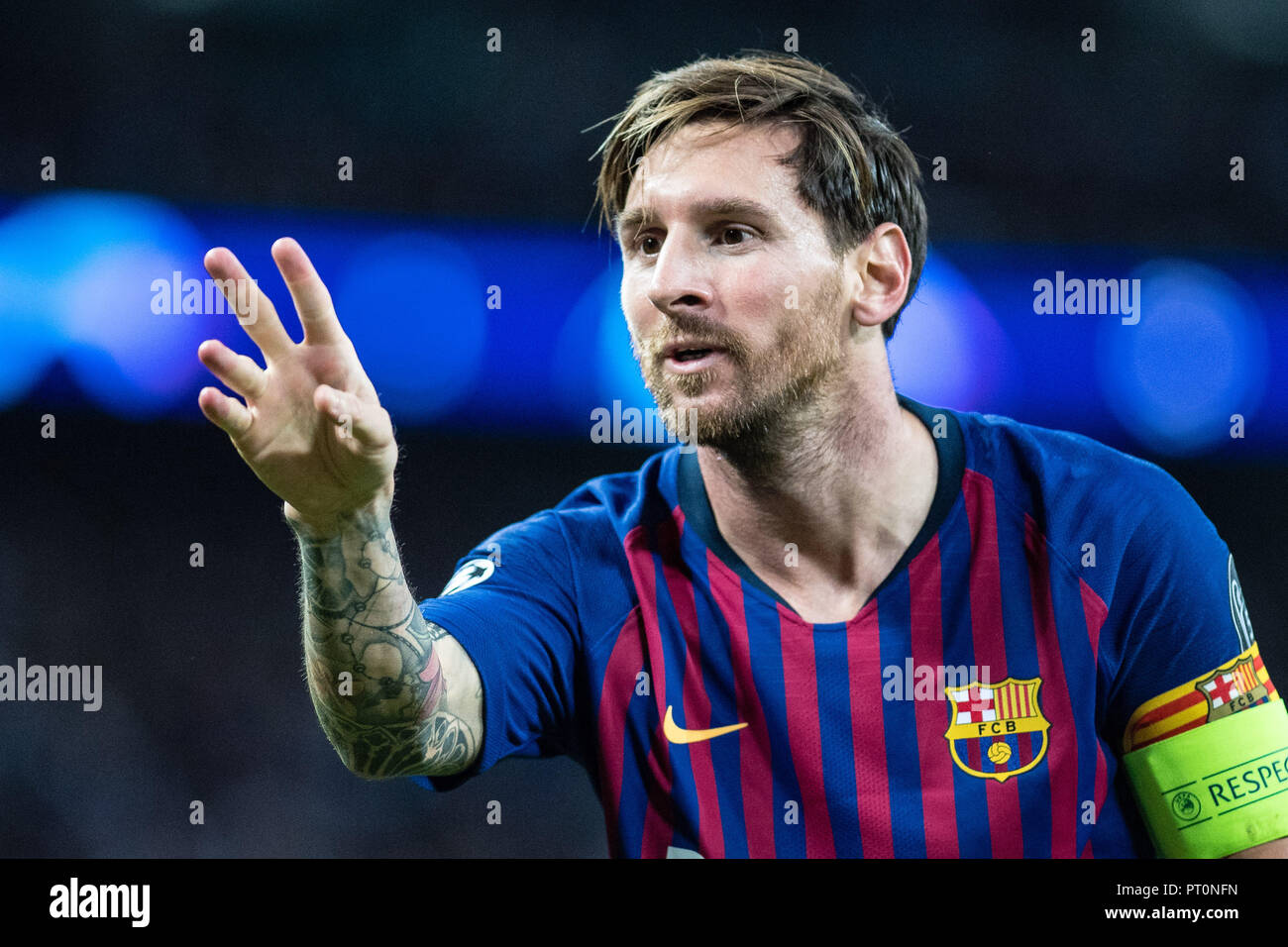 Lionel Messi celebrate after scoring 1st goal at Wembley Stadiumin