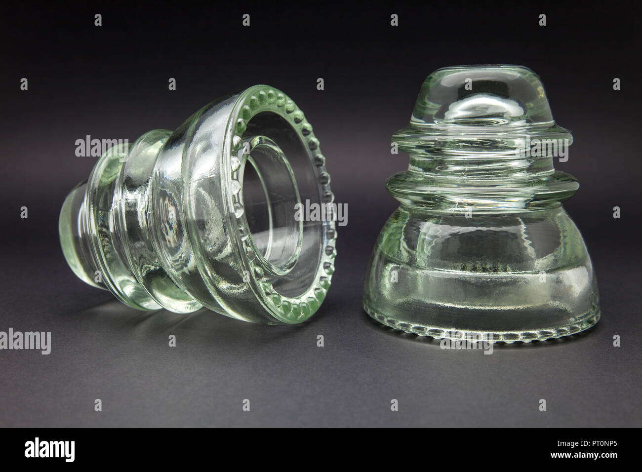 two glass telephone line insulators Stock Photo Alamy