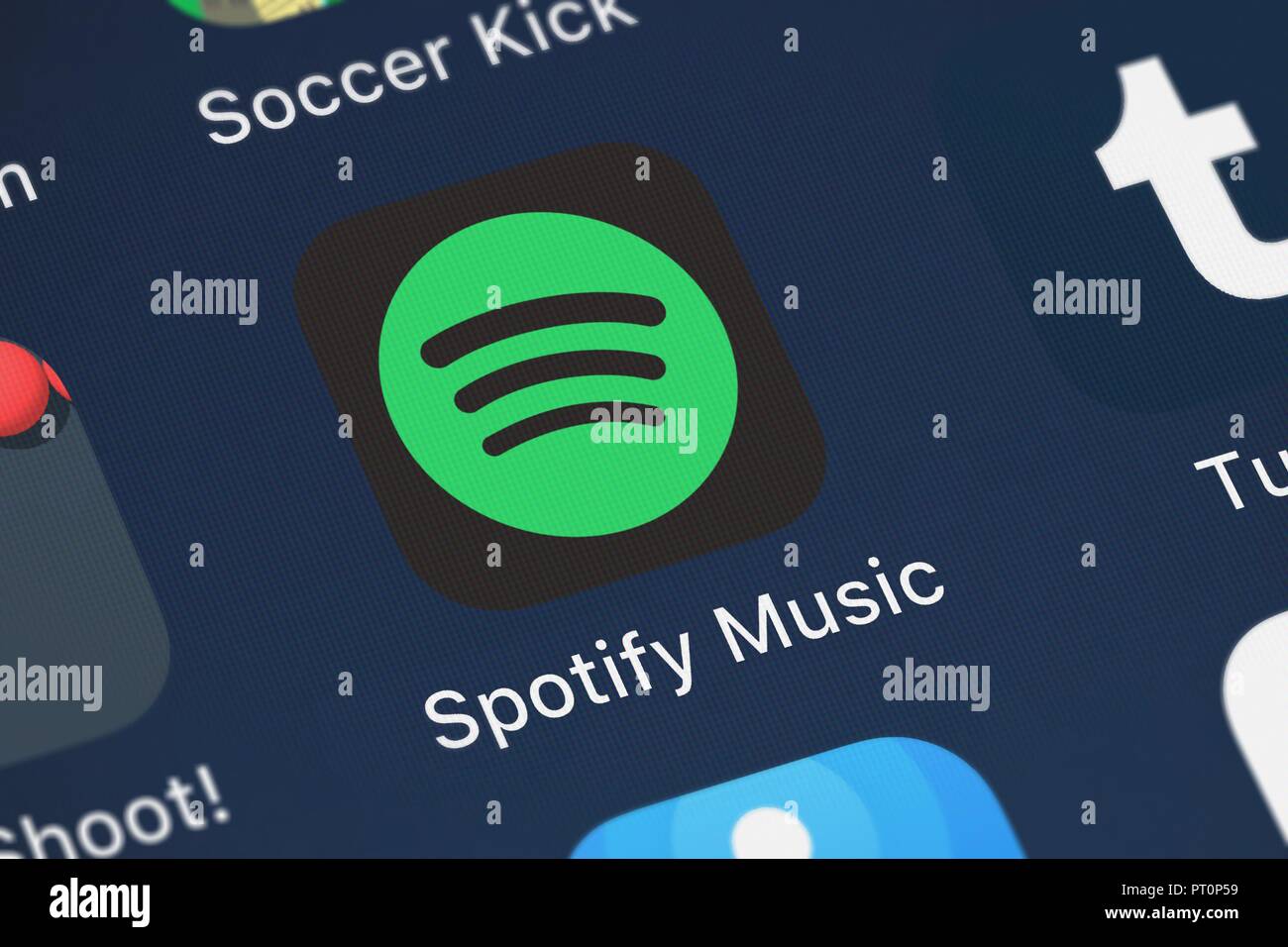 London, United Kingdom - October 05, 2018: Screenshot of Spotify Ltd.'s mobile app Spotify Music. Stock Photo