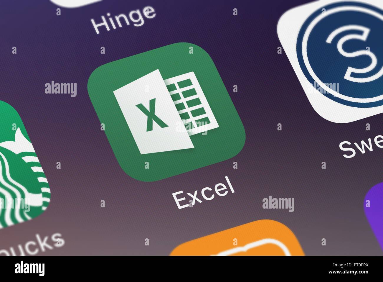 London United Kingdom October 05 2018 Close Up Shot Of The Microsoft Excel Application Icon From Microsoft Corporation On An Iphone Stock Photo Alamy