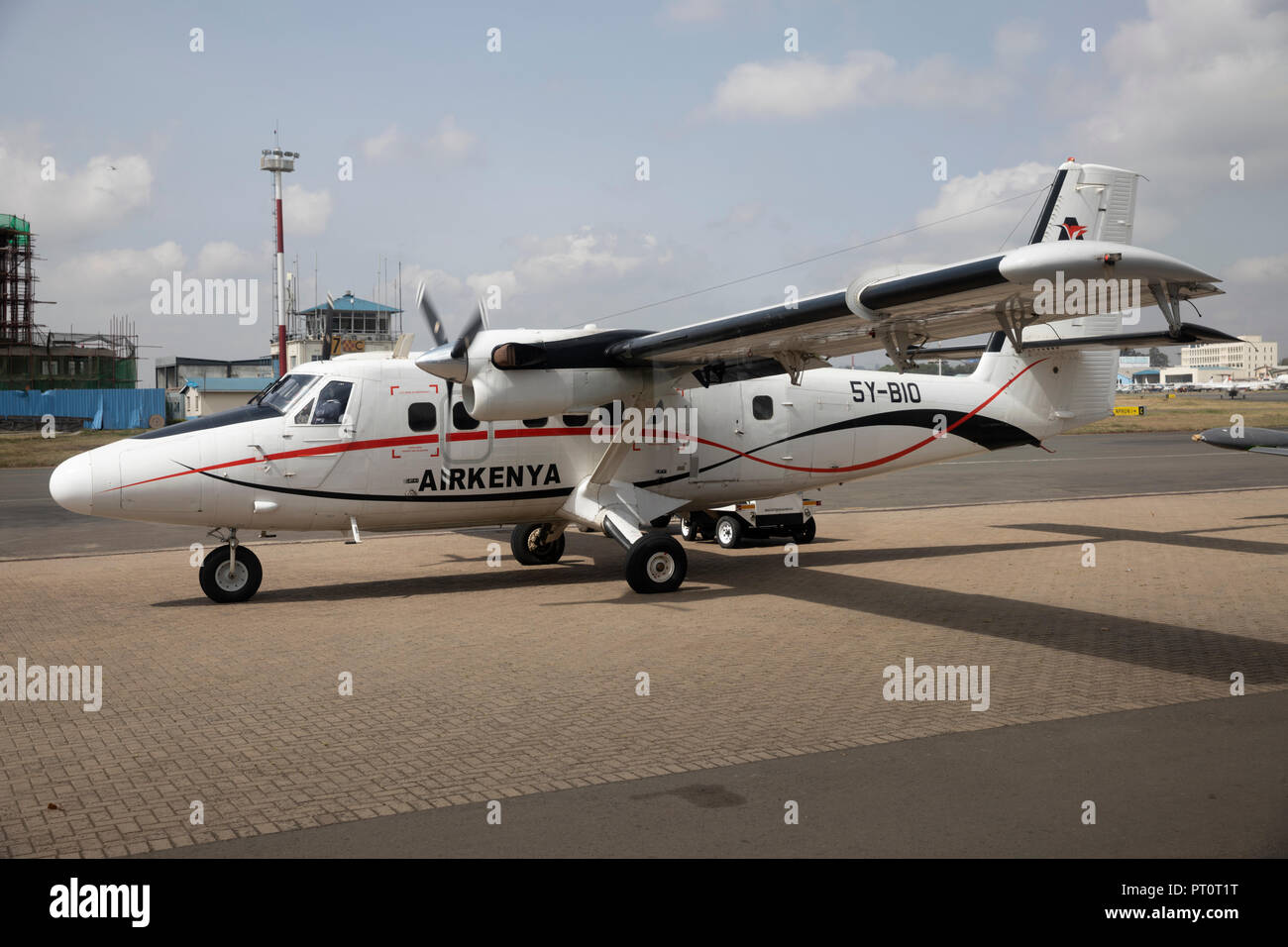 Air Kenya passenger propeller aircraft at Nairobi domestic airport