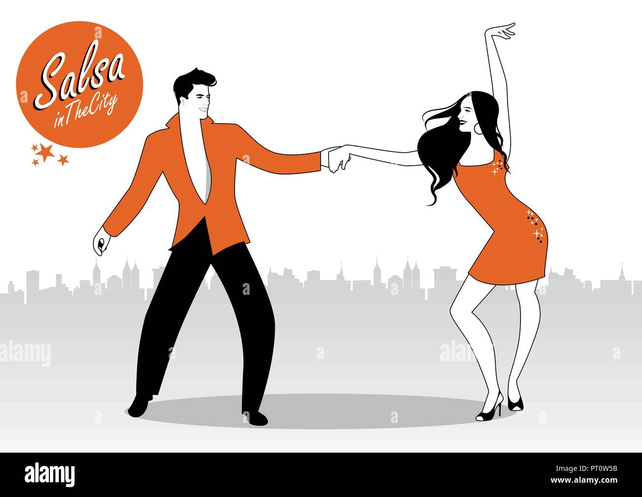 Salsa dance to latin music of couple people happy Vector Image