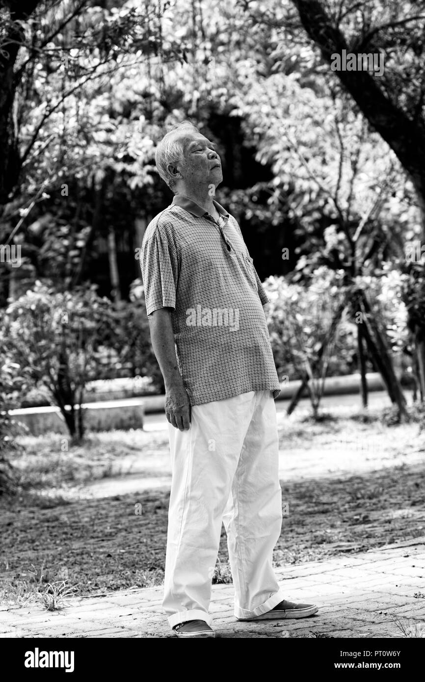 Elderly Man in Taipei Park Stock Photo