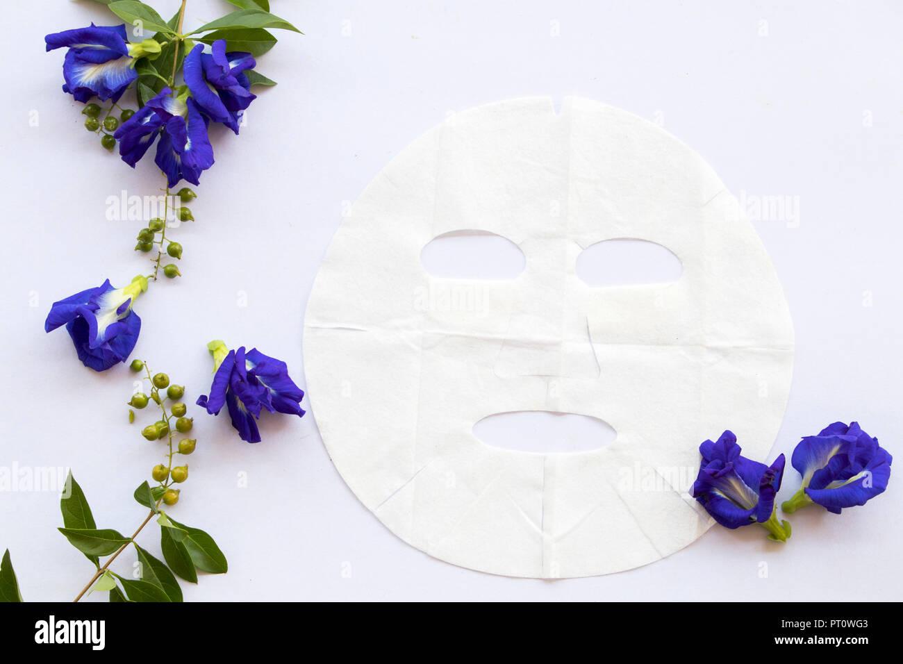 natural aroma sheet mask for skin face from herbal butterfly pea blue