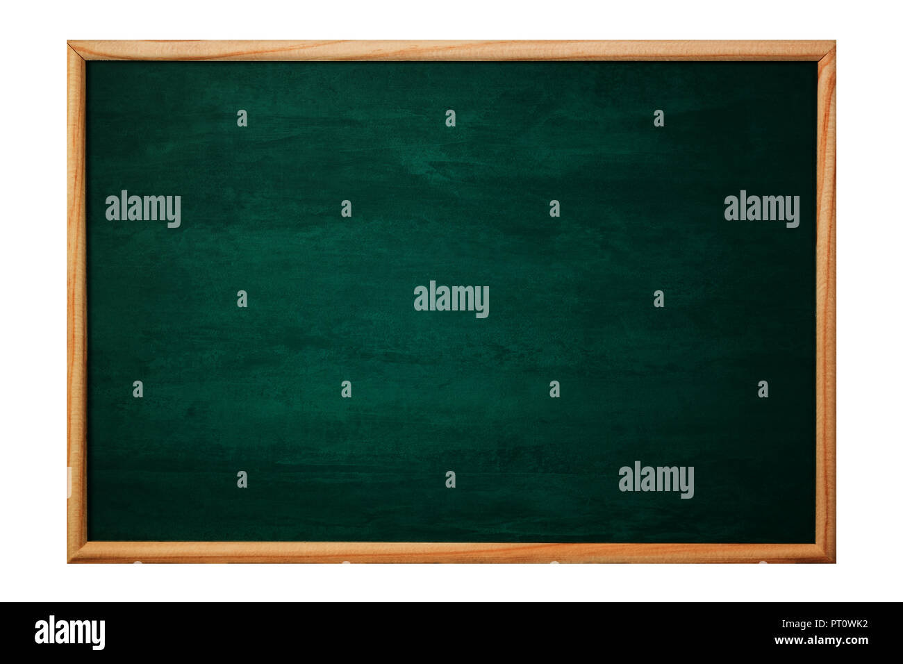 Empty green chalkboard or school board background and texture with wood ...