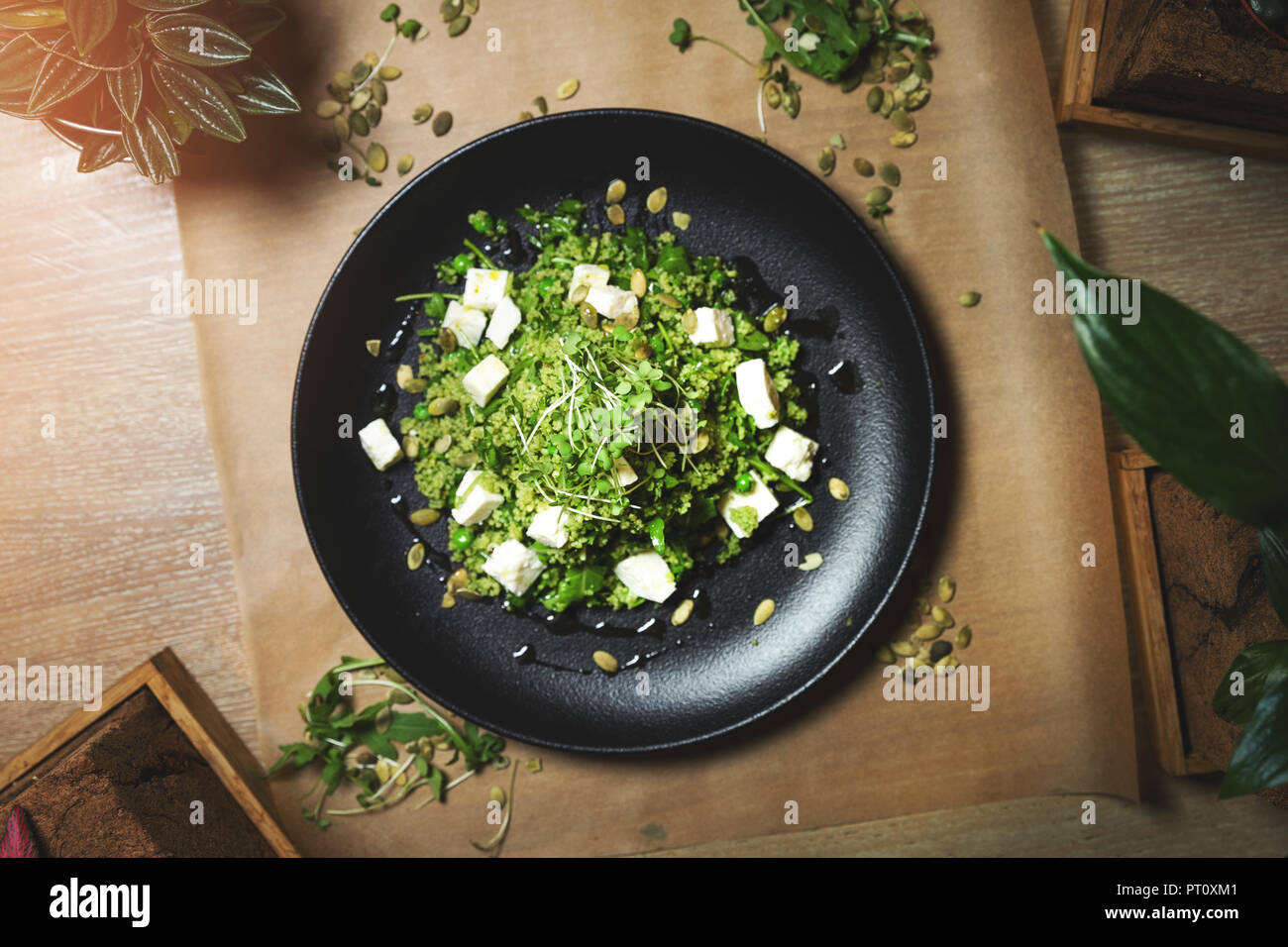 green couscous and goat cheese salad Stock Photo