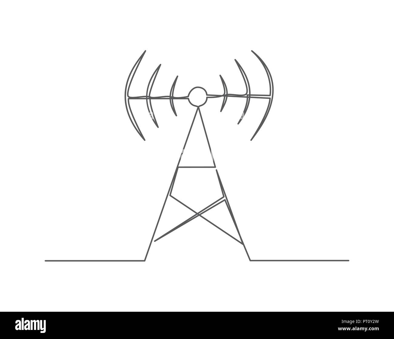 Antenna One line drawing Stock Vector
