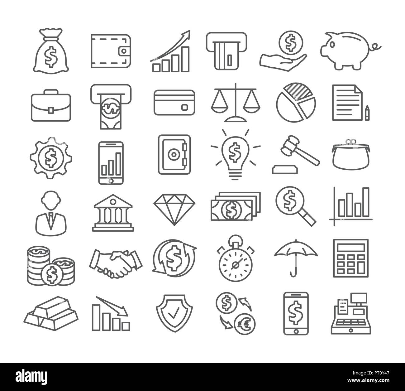 Finance Line Icons Stock Vector