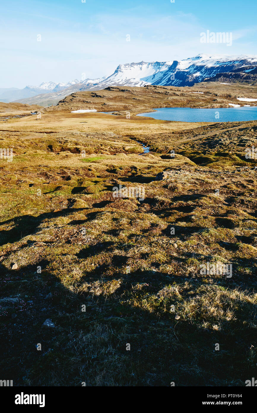 The remote highland interior landscape of east Iceland. Stock Photo