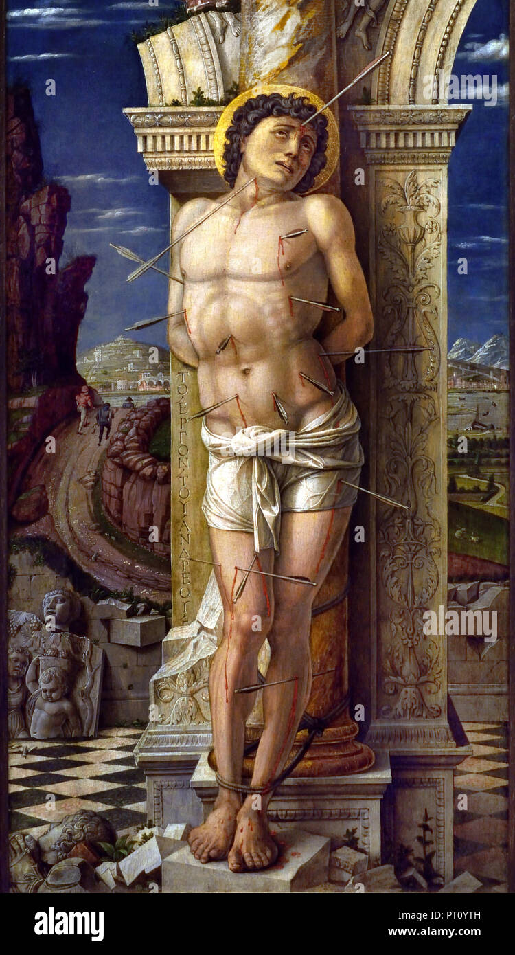 Saint Sebastian,1460 by Andrea Mantegna, 1431-1506, Italy, Italian, Stock Photo