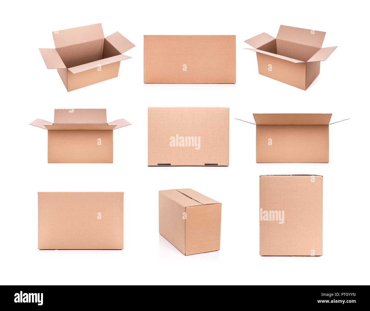 Set of cardboard boxes isolated on a white background Stock Photo - Alamy