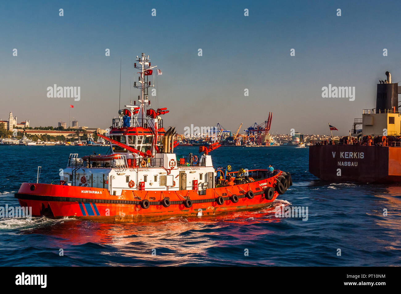 Coastguard's vessel on the Bosporus, Istanbul, Turkey Stock Photo - Alamy