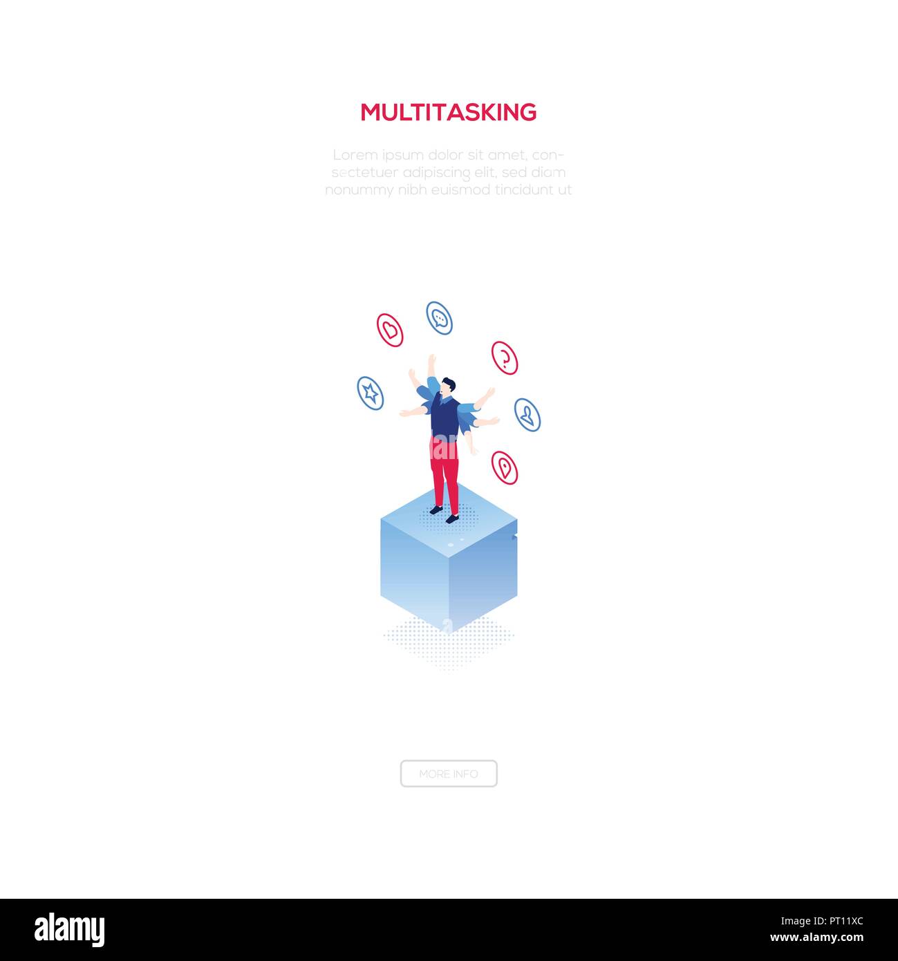 Multitasking concept - modern isometric vector web banner Stock Vector