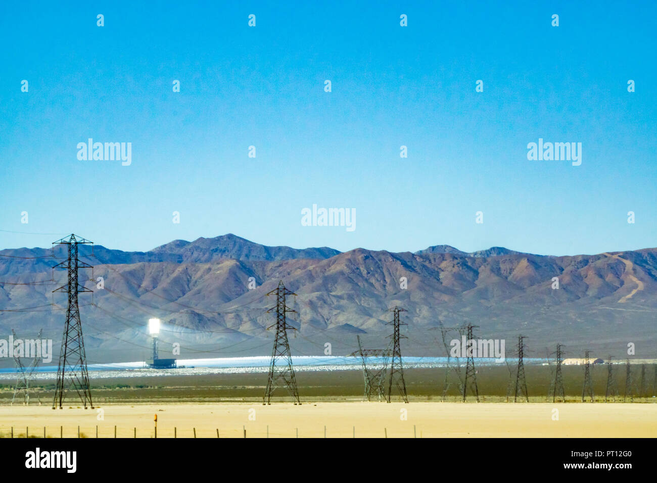 The Ivapaugh Solar Electric Generating System on the California Nevada border along Interstate 15 USA Stock Photo