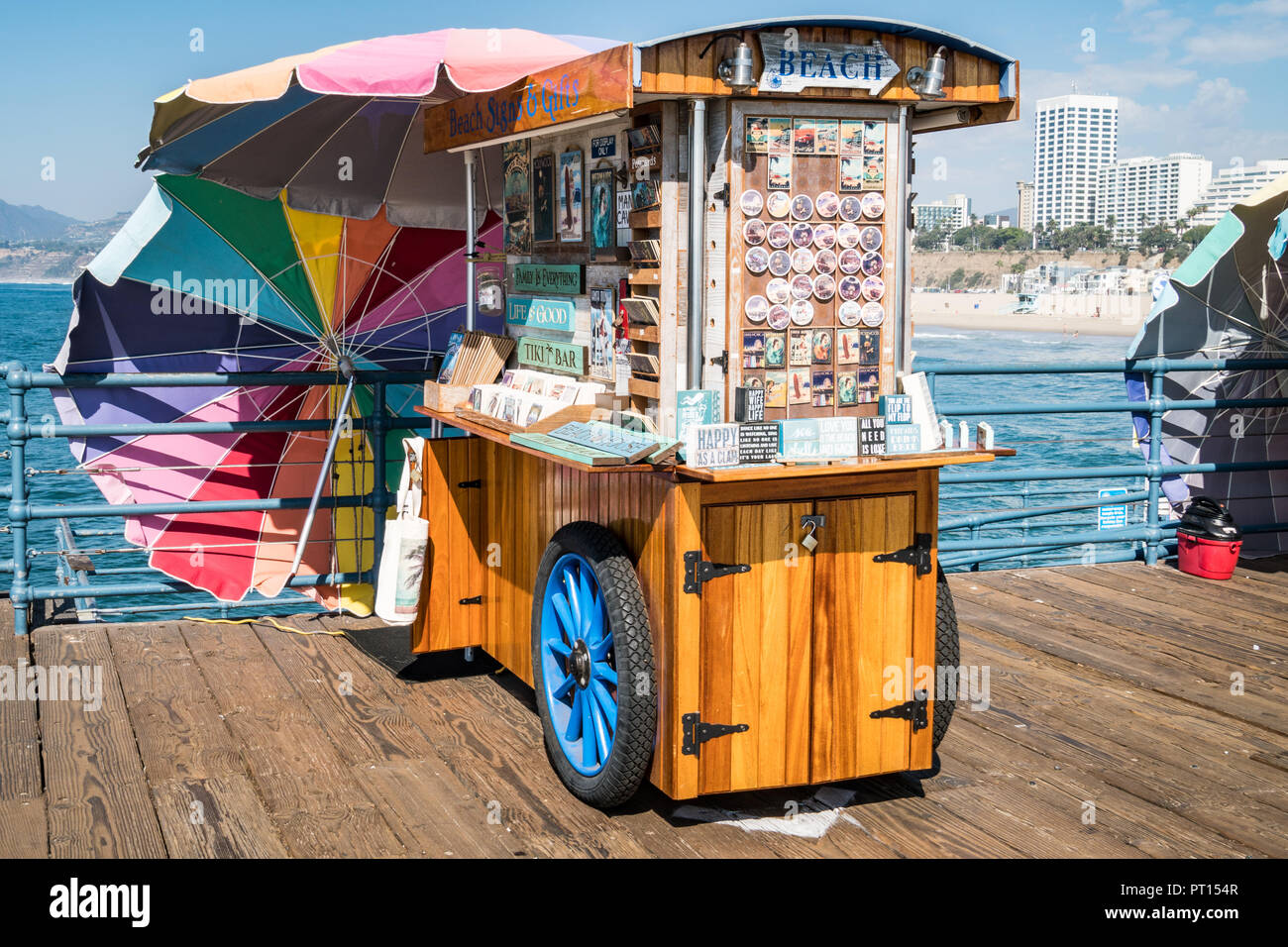Souviner Cart on the Santa Monica Pier Stock Photo