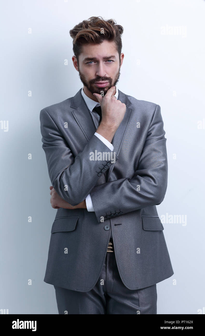 Portrait Of Happy Businessman With Arms Crossed Isolated On White ...