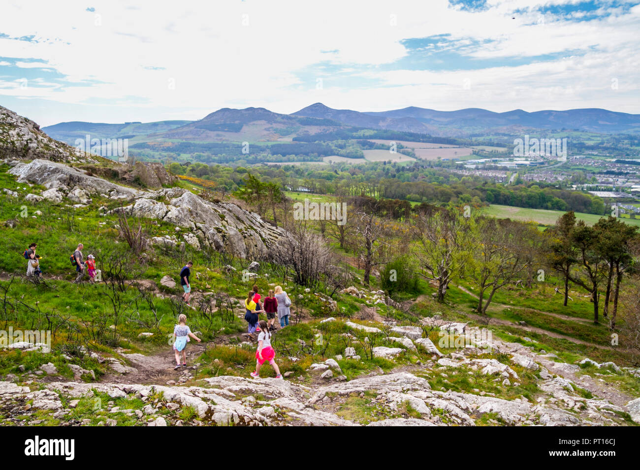 People climbing Bray Head Wicklow Ireland, health wellbeing concept, city concept, geography Stock Photo