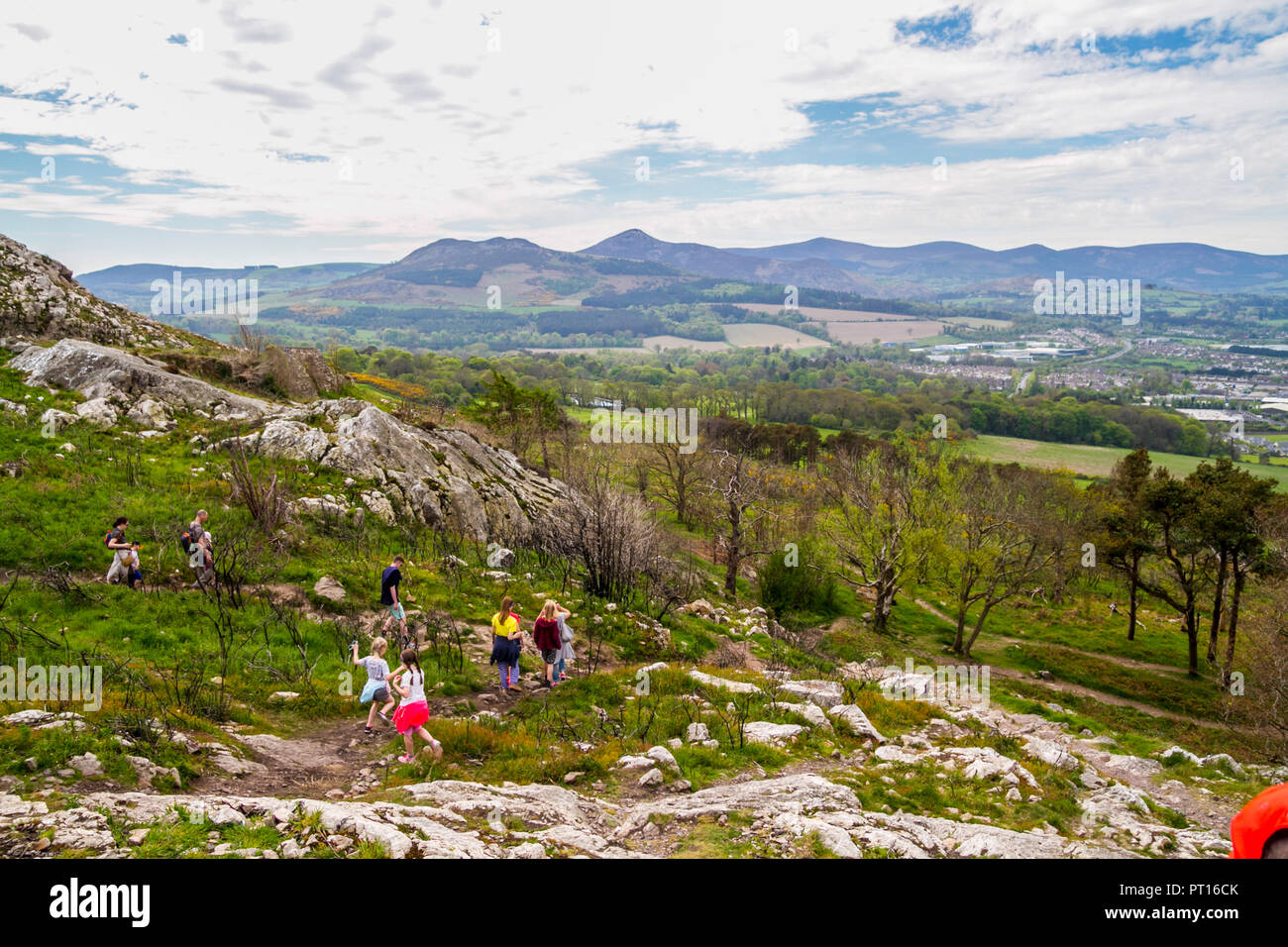 People climbing Bray Head Wicklow Ireland, health wellbeing concept, city concept, geography Stock Photo
