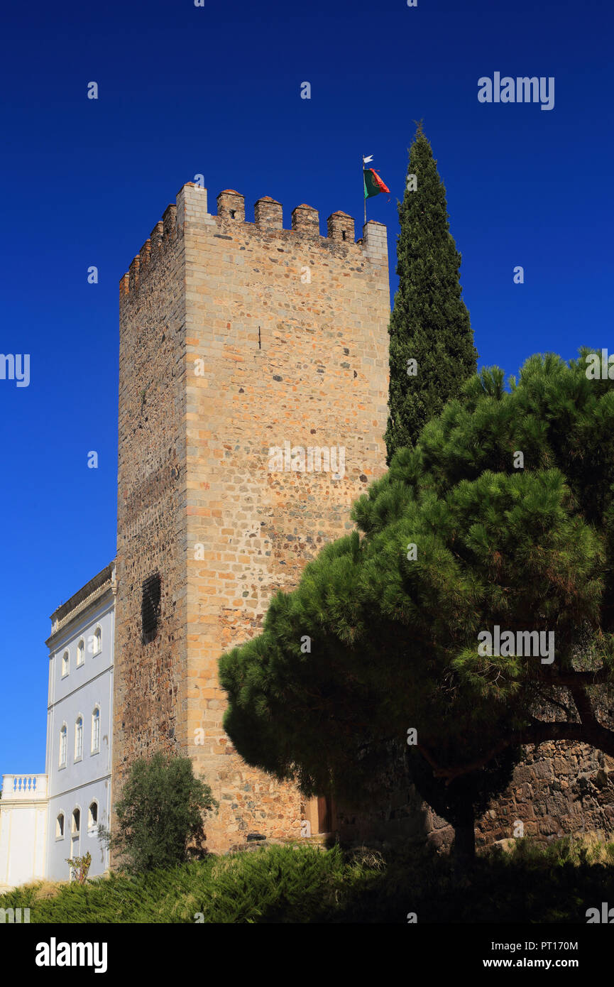 Historical centre and the medieval Castle of Alter do Chao, in the Portalegre District. Alto Alentejo, Portugal. Stock Photo
