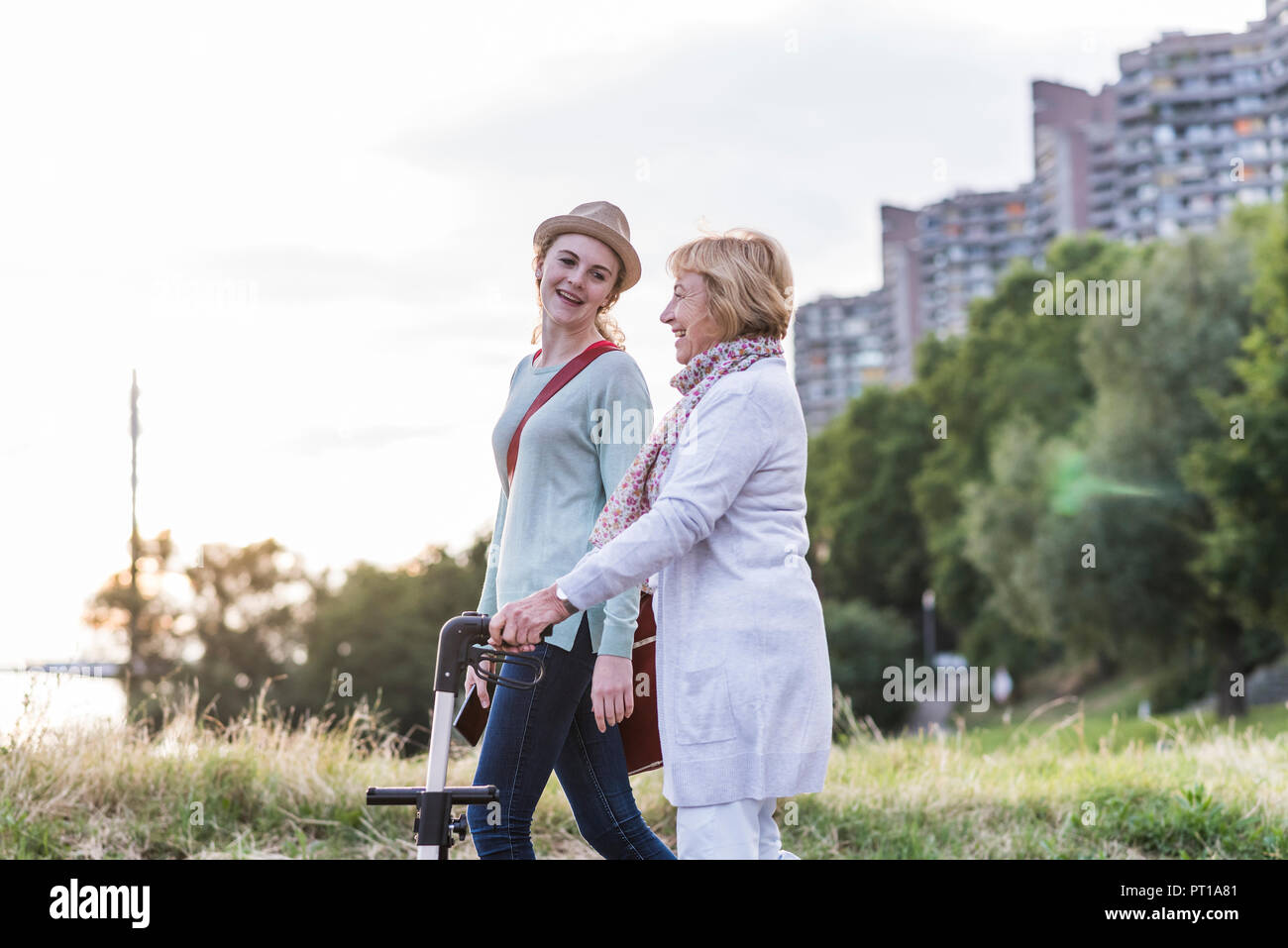 Grandmother and granddaughter spending time together Stock Photo