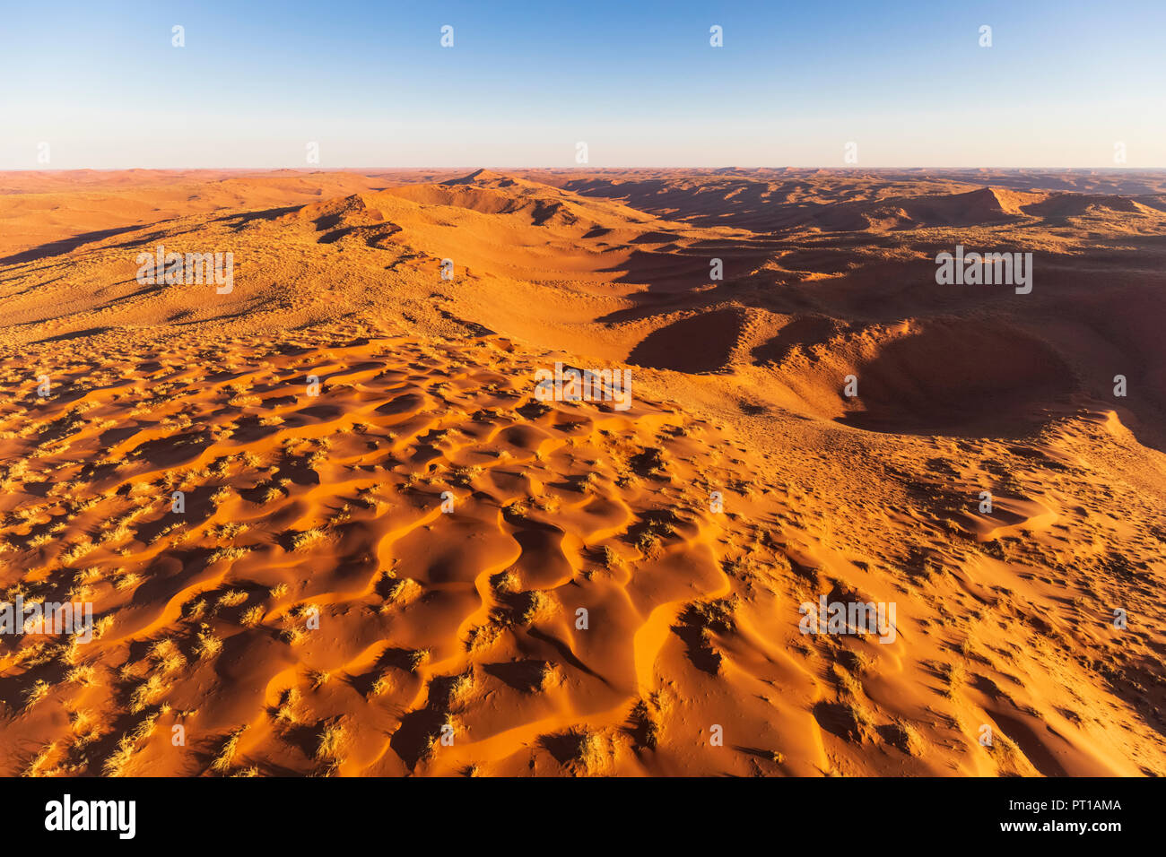 Africa, Namibia, Namib desert, Namib-Naukluft National Park, Aerial view of desert dunes Stock Photo