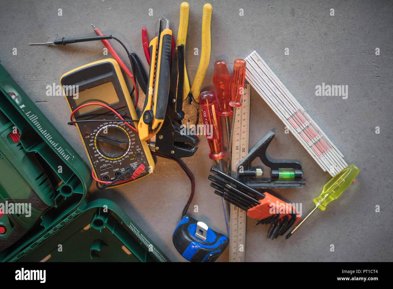 Tools and measuring device Stock Photo Alamy