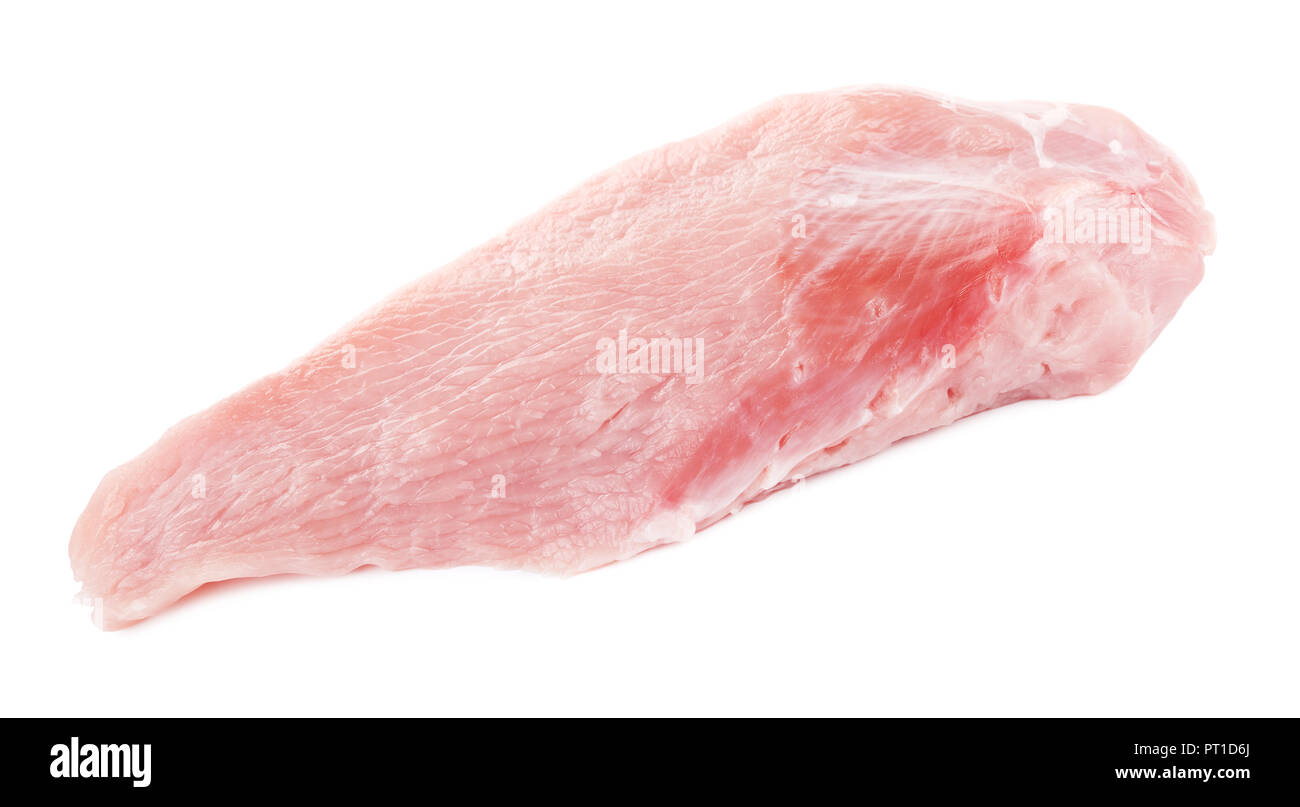 raw turkey meat slice, isolated on white Stock Photo