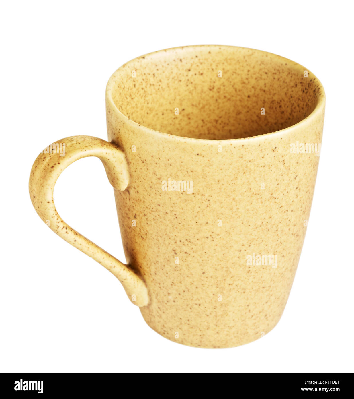 original yellow coffee mug, isolated on white background Stock Photo