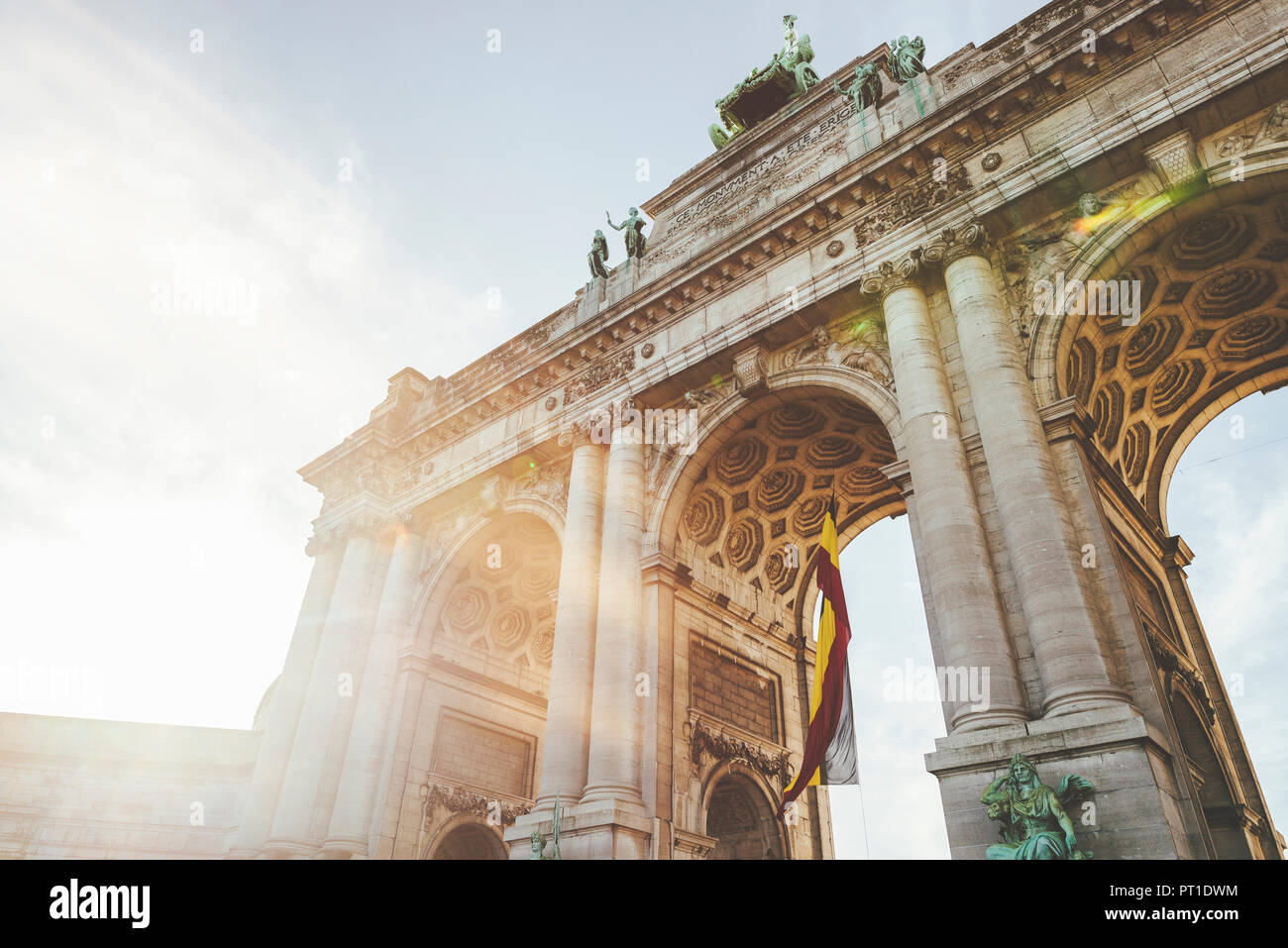 Belgium, Brussels, triumphal arch of the Cinquantenaire Palace Stock Photo