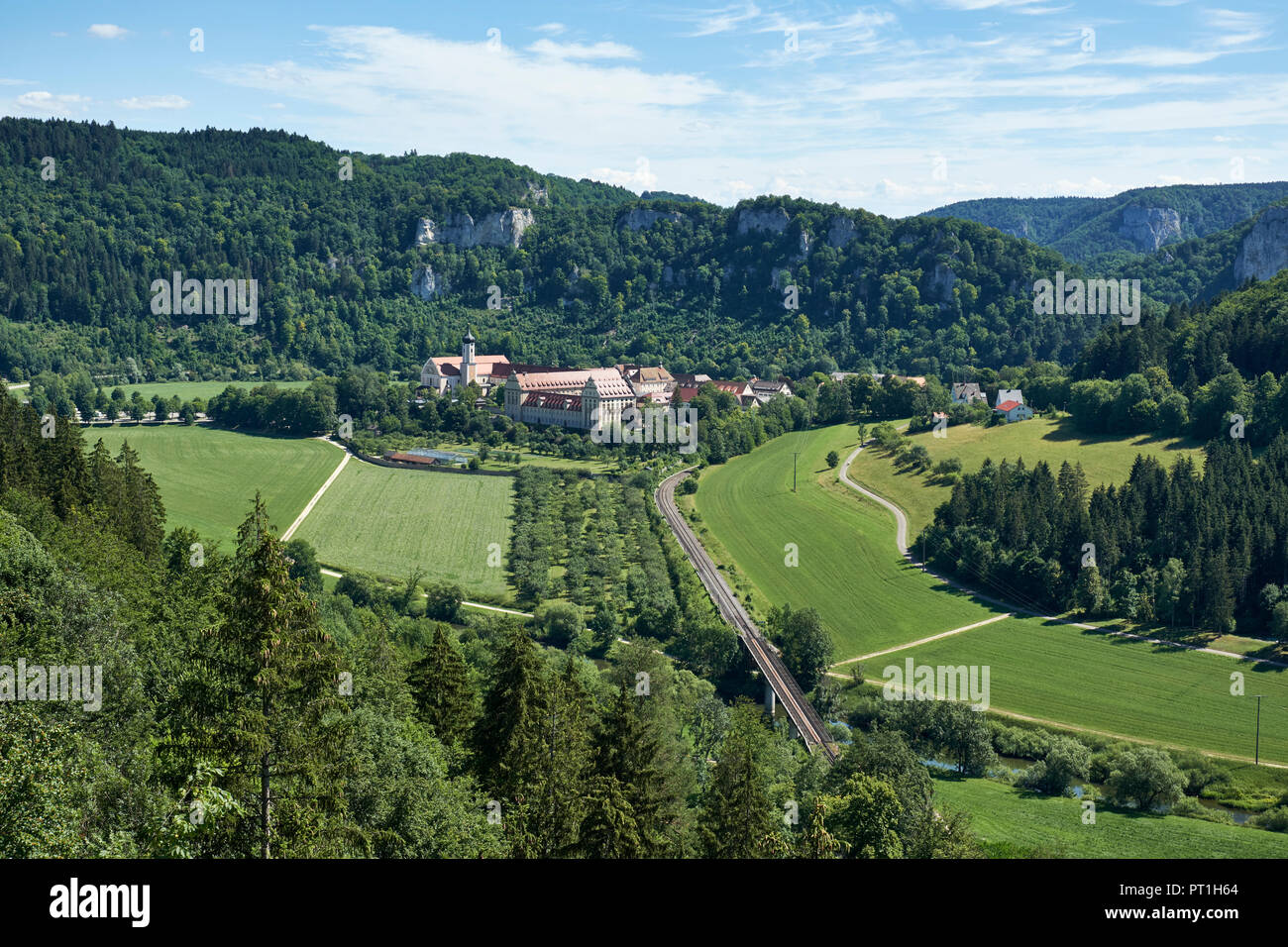 Germany, Baden-Wurttemberg, Tuttlingen district, Danube valley with Beuron monstery Stock Photo