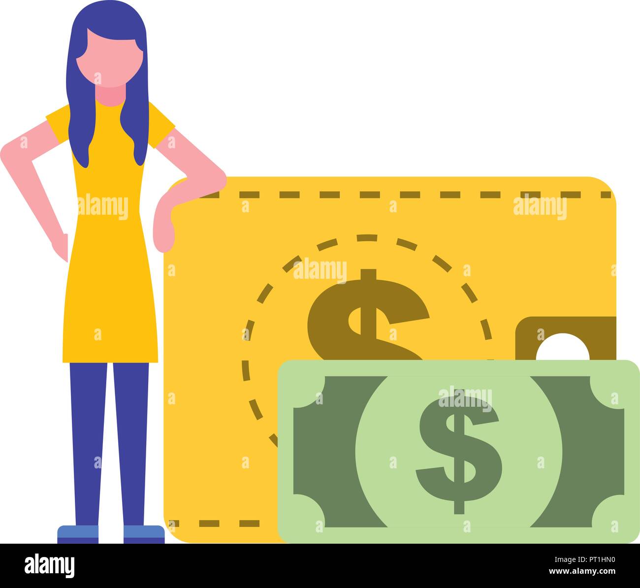 woman with wallet money banknote Stock Vector Image & Art - Alamy