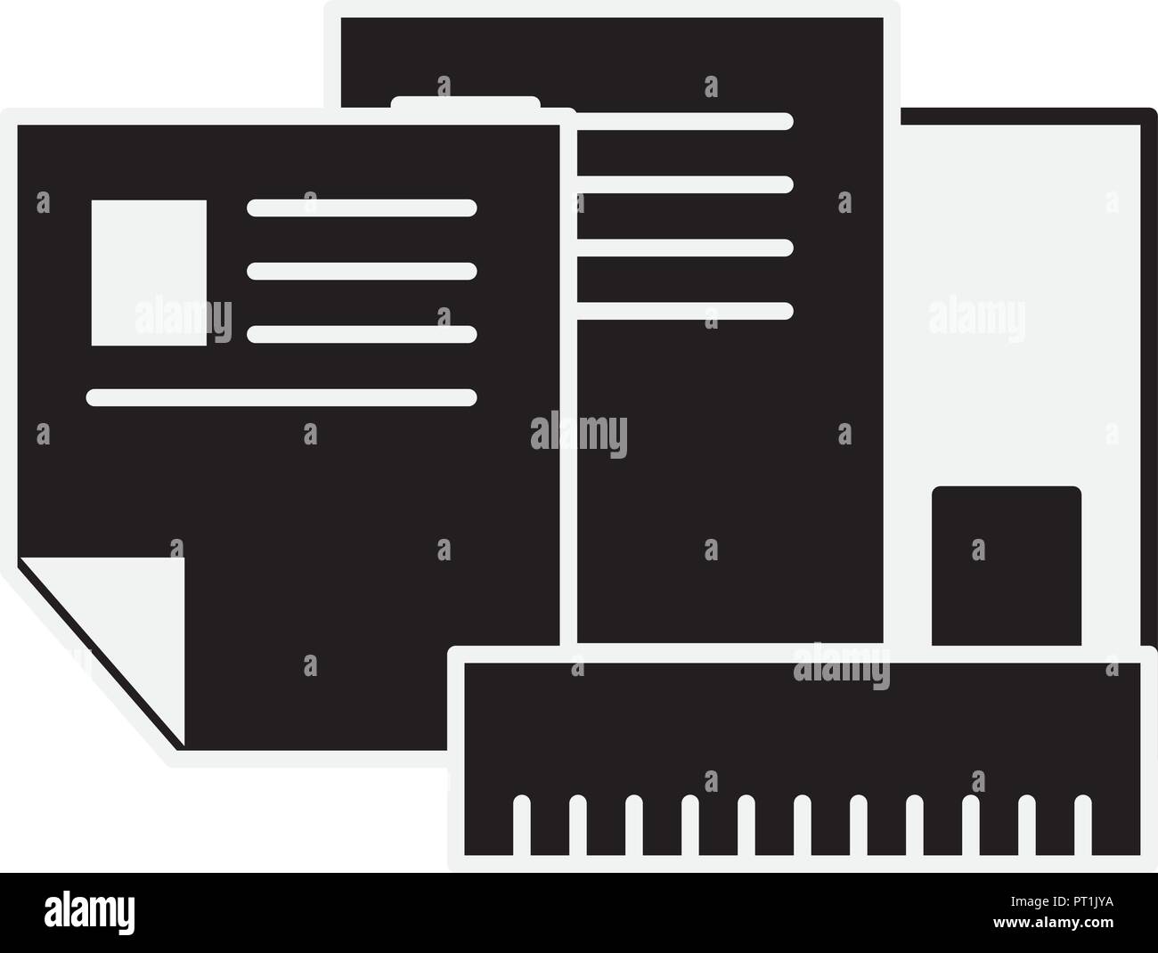 papers sheet empty ruler tools supplies Stock Vector Image & Art - Alamy