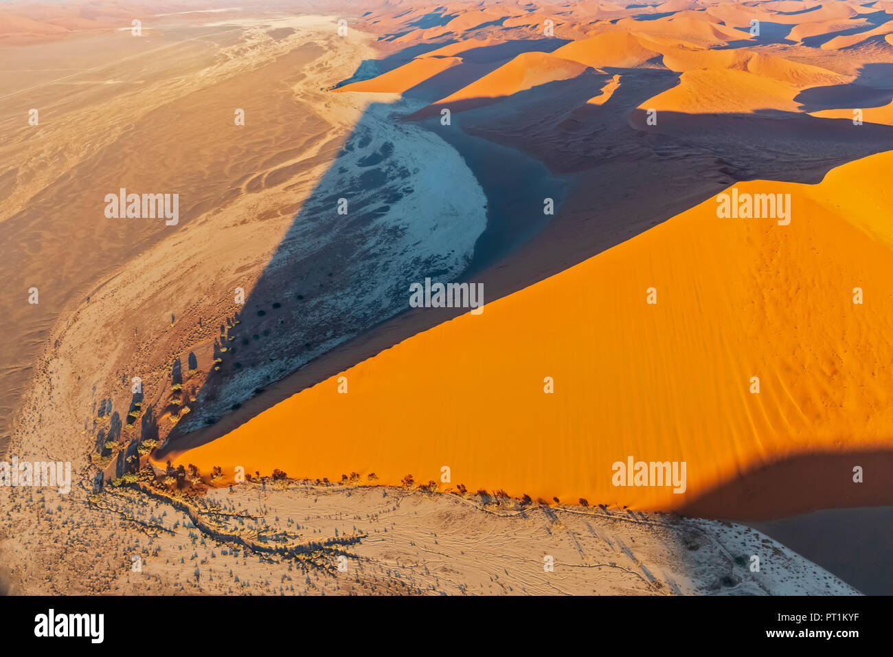 Africa, Namibia, Namib desert, Namib-Naukluft National Park, Aerial view of desert dunes Stock Photo