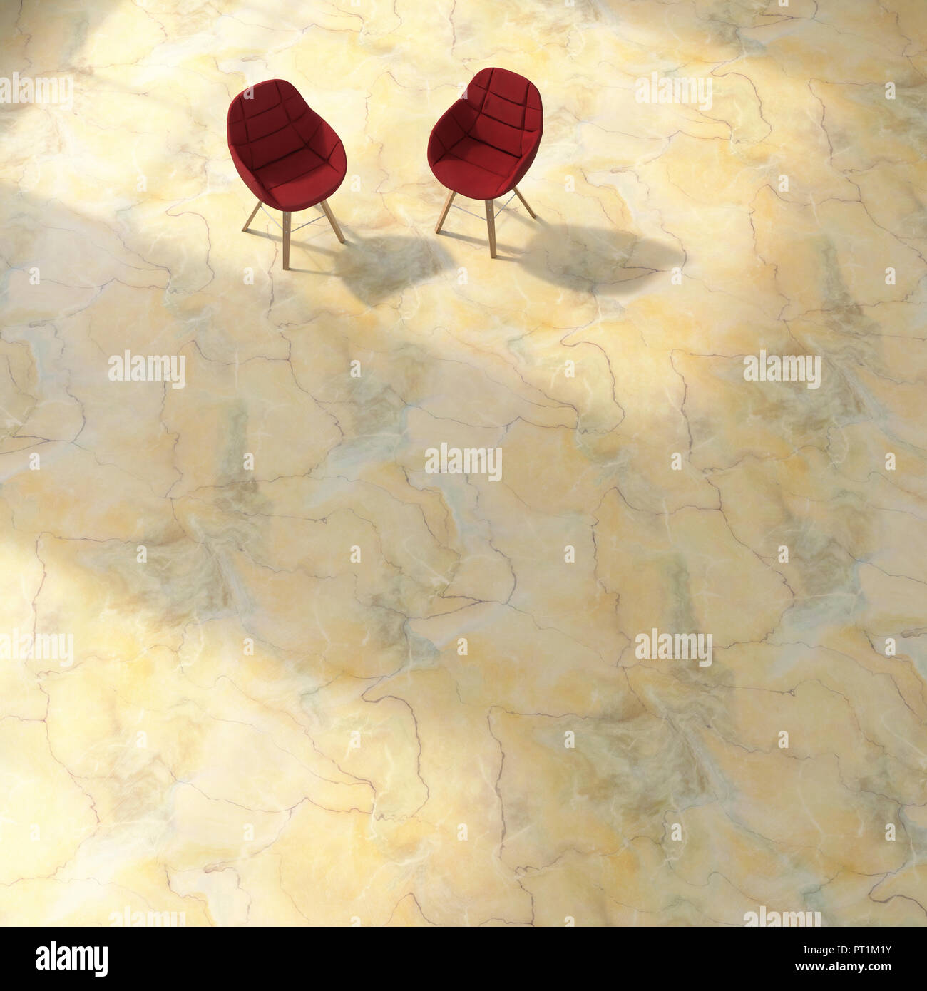 3D rendering, Two chairs on structured floor Stock Photo