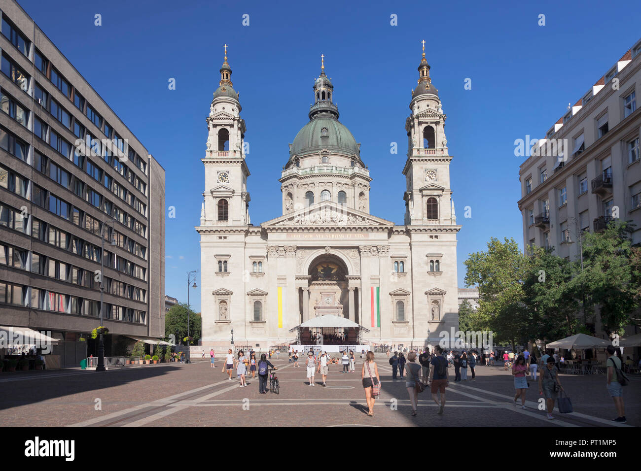 St. Stephen's Basilica at Szent Istvan Square, Pest, Budapest, Hungary Stock Photo